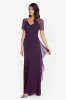 "Lana" Long V-Neck Beaded Flutter Sleeve Dress sold by Xscape