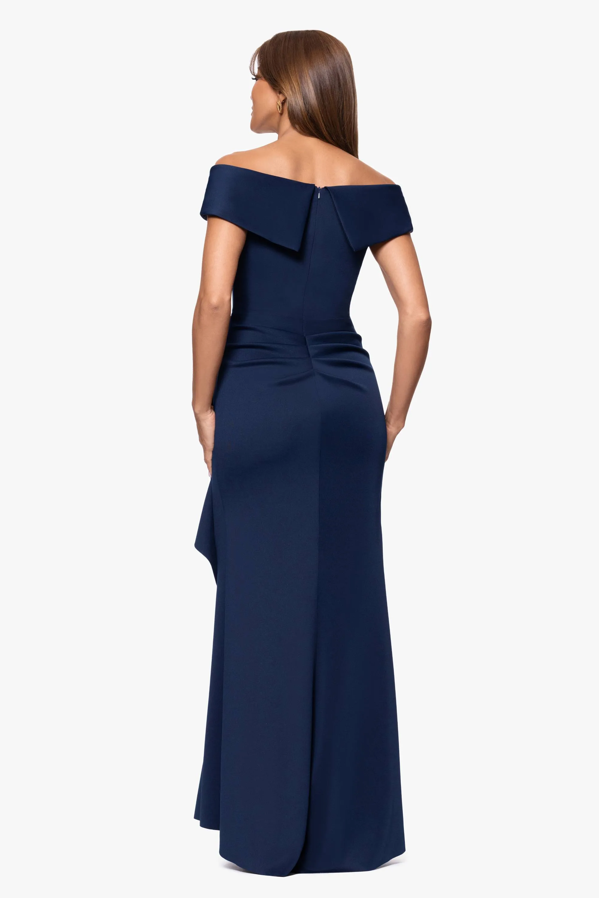 Petite "Patti" Long Off the Shoulder Scuba Crepe Dress sold by Xscape product image thumbnail 3