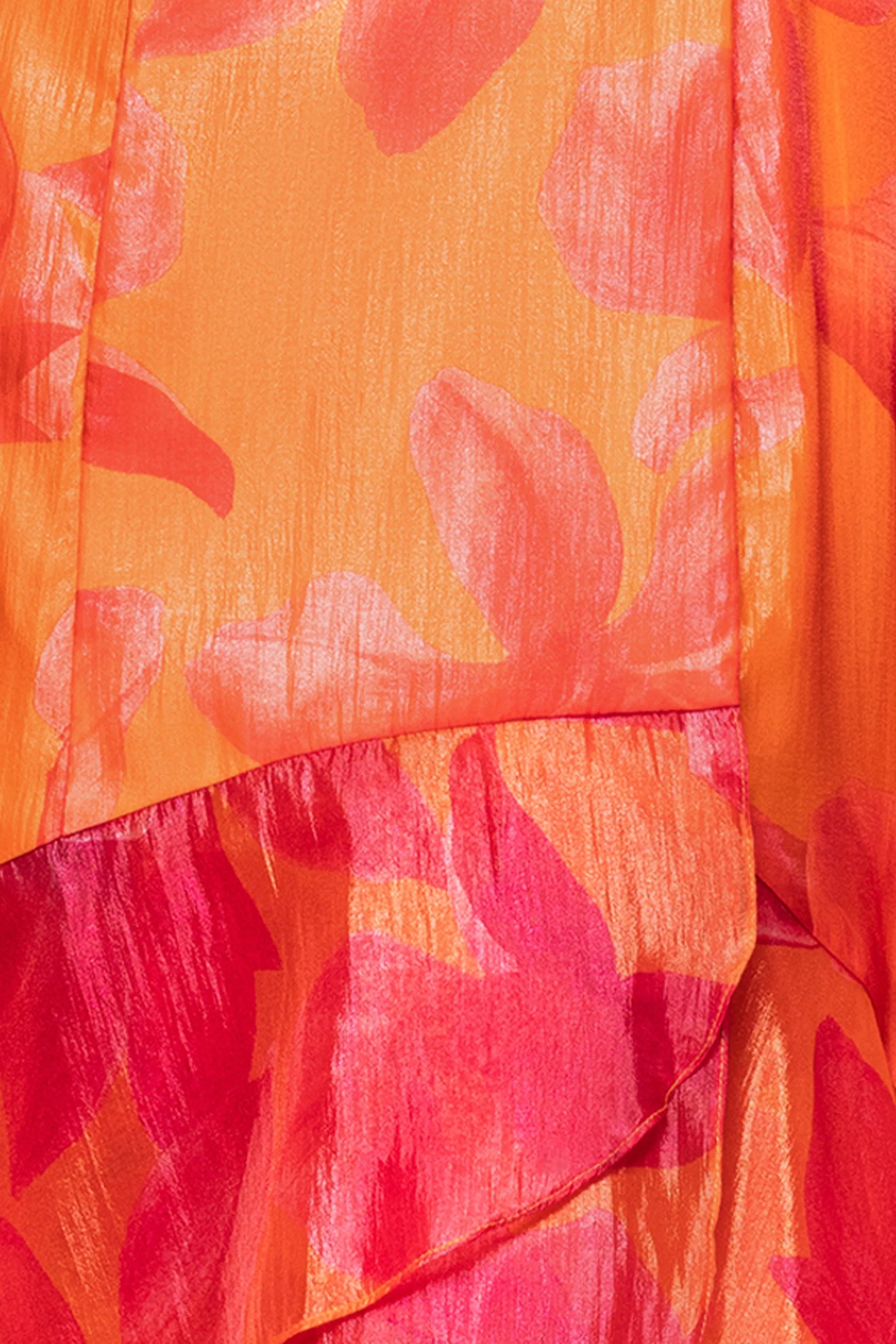 Plus "Patricia" Print Organza Flutter Sleeve High Low Dress sold by Xscape product image thumbnail 5