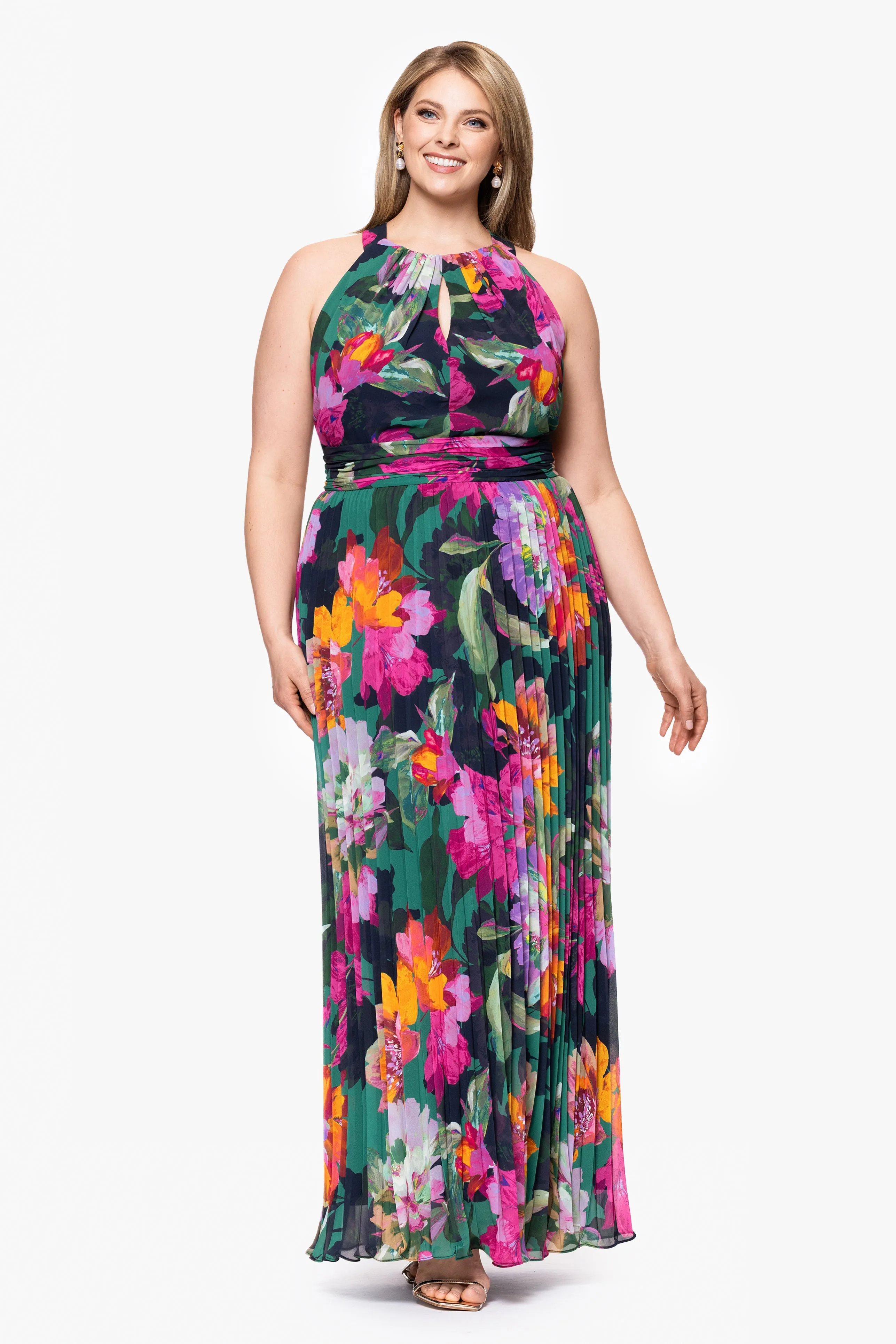 Plus "Deidra" Print Chiffon Floor Length Dress sold by Xscape product image thumbnail 4