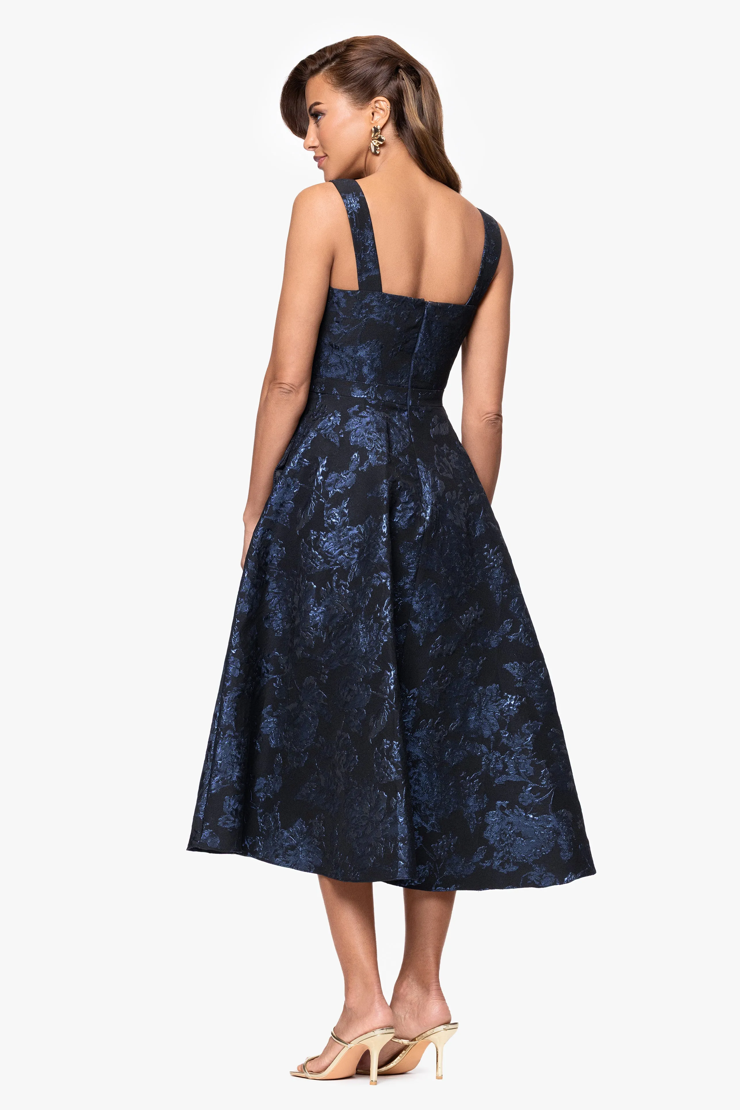 "Mikayla" Brocade Midi Square Neck Dress sold by Xscape product image thumbnail 3