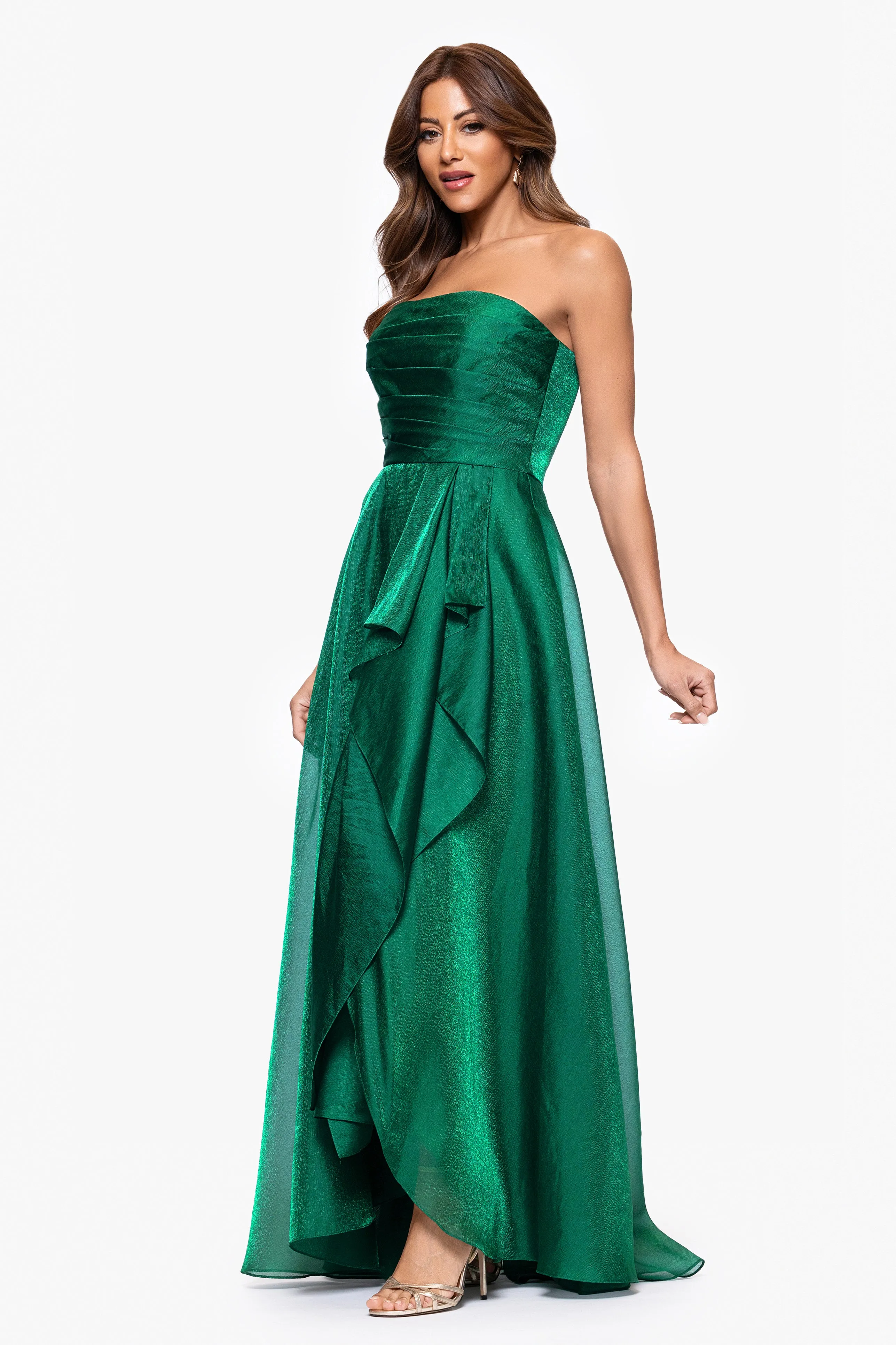 "Sasha" Organza Strapless Ruffle Floor Length Dress sold by Xscape product image thumbnail 4