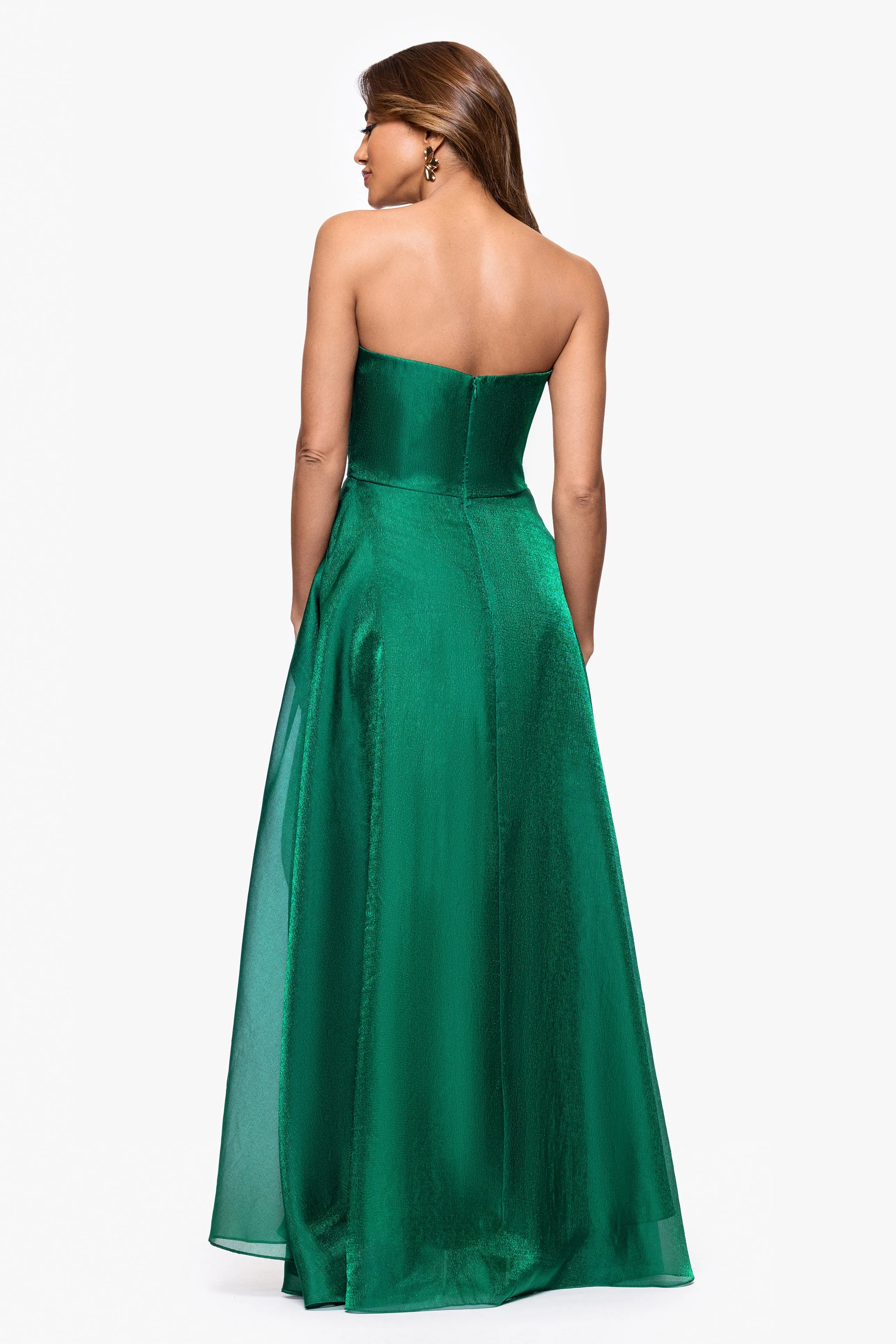 "Sasha" Organza Strapless Ruffle Floor Length Dress sold by Xscape product image thumbnail 3