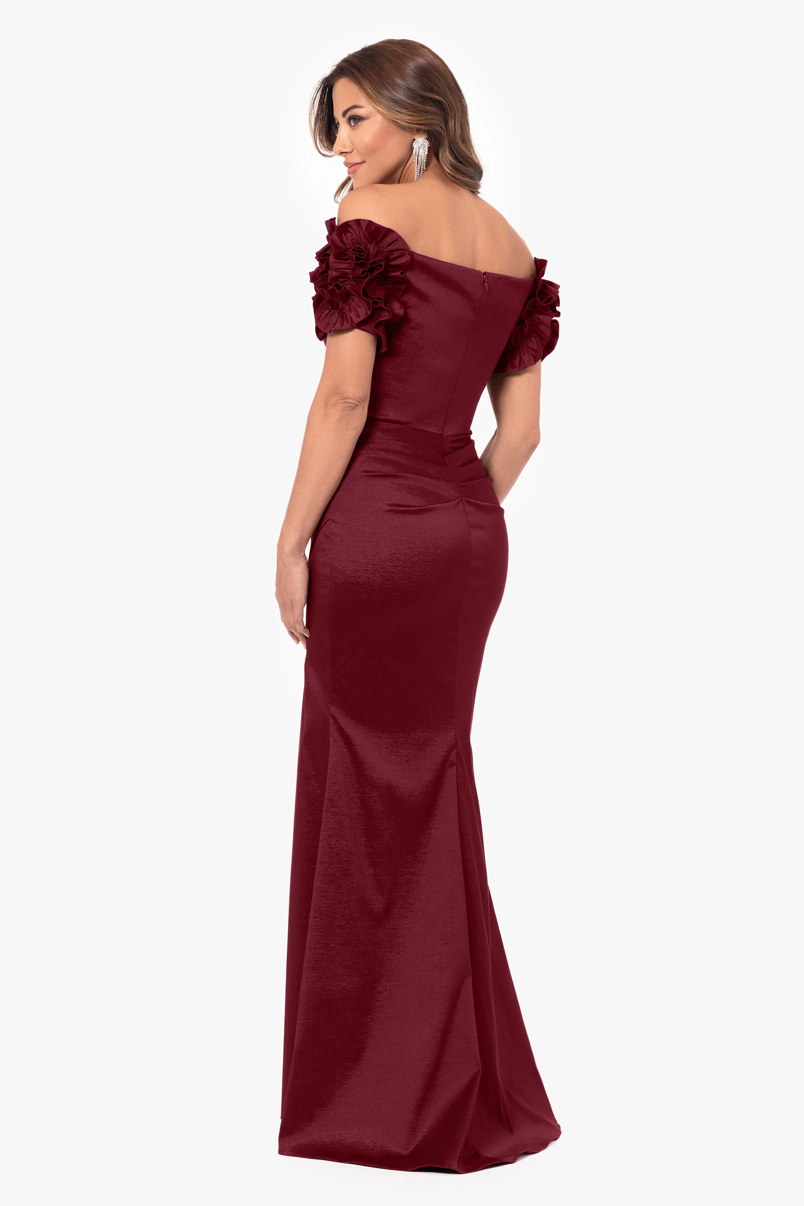 Petite "Melinda" Long off the Shoulder Flower Sleeve Dress sold by Xscape product image thumbnail 3