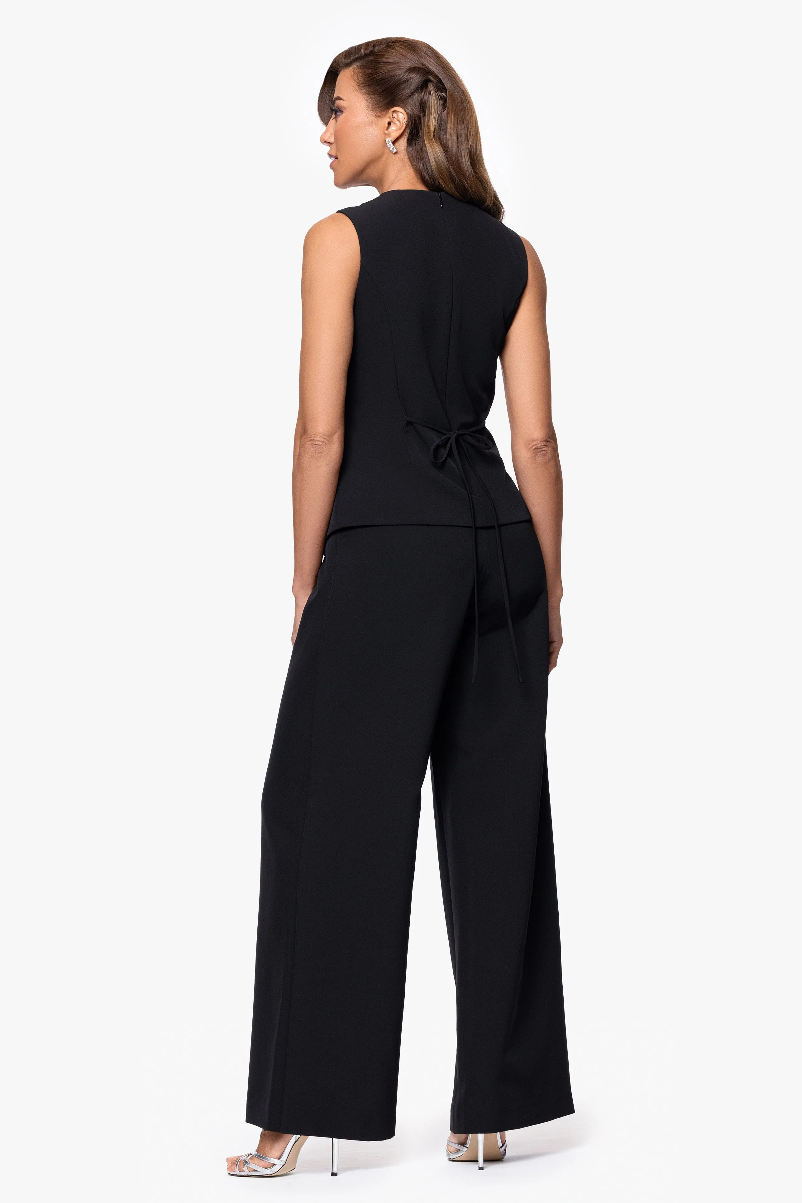 "Loraine" Laguna Scuba Button Embellished Sleeveless Jumpsuit sold by Xscape product image thumbnail 3