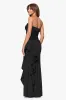 "Jacqueline" Techno Scuba Strapless Ruffle Floor Length Dress sold by Xscape