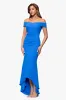 "Serena" Off The Shoulder High Low Long Scuba Crepe Dress sold by Xscape