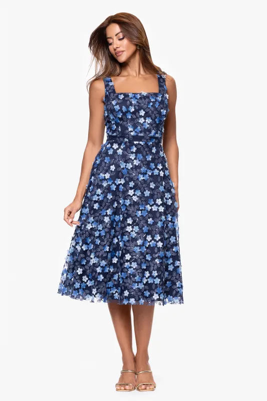 "Kiana" 3D Embellished Square Neck Midi Dress sold by Xscape
