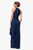 "Gigi" Scuba Cross Neck Ruffle Floor Length Dress sold by Xscape