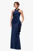 "Gigi" Scuba Cross Neck Ruffle Floor Length Dress sold by Xscape