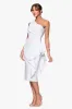 Petite "Carrie" Techno Scuba One Shoulder Knee Length Ruffle Dress sold by Xscape
