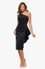 Petite "Carrie" Techno Scuba One Shoulder Knee Length Ruffle Dress sold by Xscape