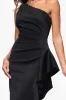Petite "Carrie" Techno Scuba One Shoulder Knee Length Ruffle Dress sold by Xscape