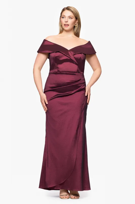 "Andie" Taffeta Off the Shoulder Rouched Dress sold by Xscape