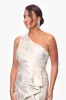 Petite "Paula" Jacquard One Shoulder Ruffle Floor Length Dress sold by Xscape