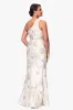 Petite "Paula" Jacquard One Shoulder Ruffle Floor Length Dress sold by Xscape