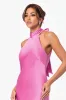 "Roxanna" Satin Halter Neck Floor Length Dress sold by Xscape