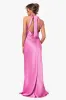 "Roxanna" Satin Halter Neck Floor Length Dress sold by Xscape