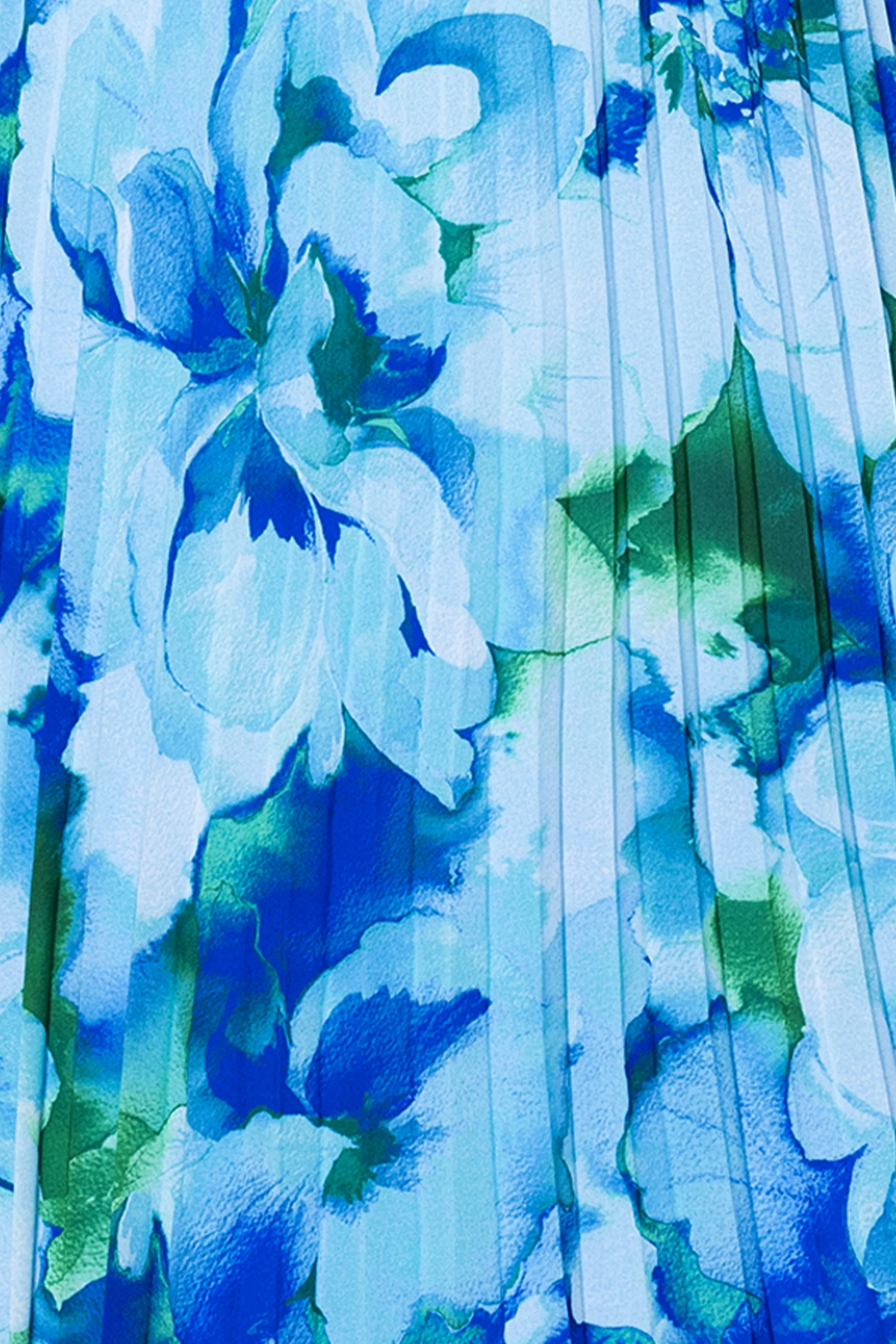 Plus "Moira" Print Chiffon Pleated Long Sleeve Off the Shoulder Floor Length Dress sold by Xscape product image thumbnail 4