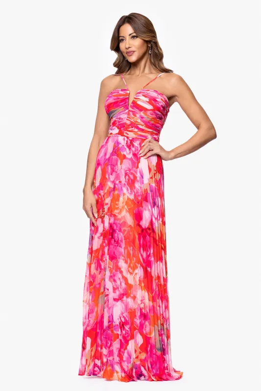 "Eva" Chiffon Print Halter Neck  Floor Length Dress sold by Xscape