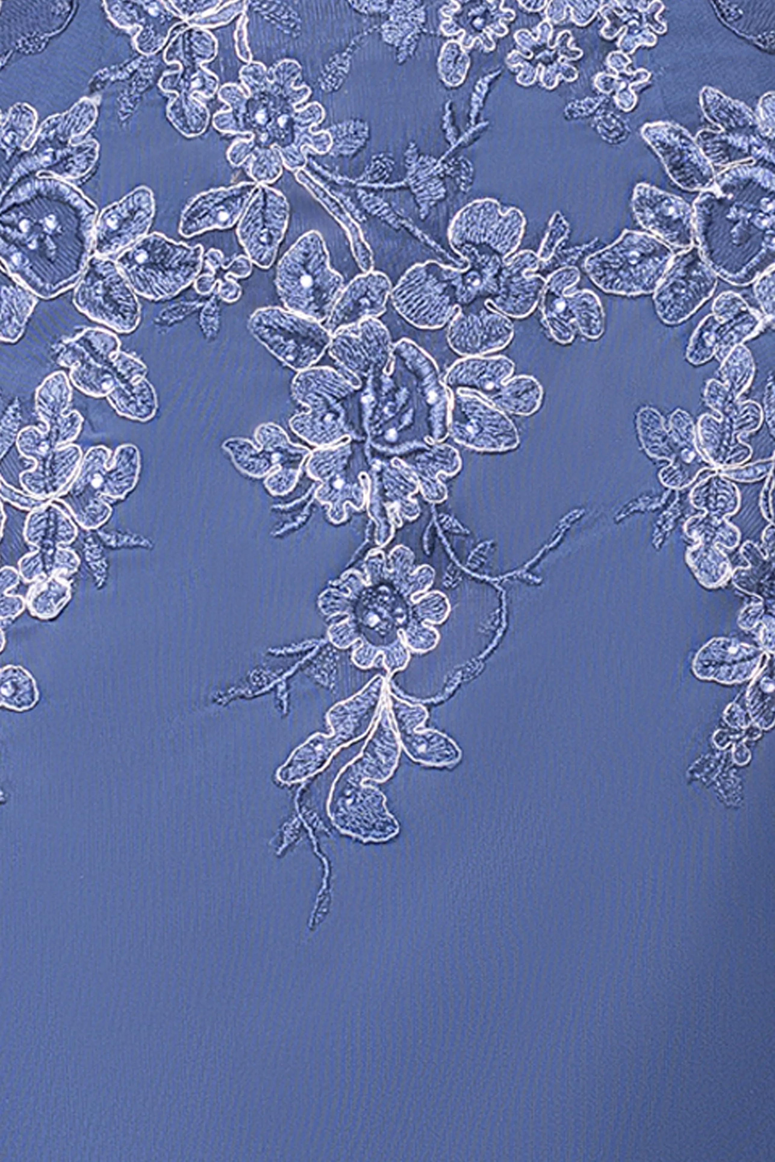 "Clara" Mesh Applique V-Neck Long Dress sold by Xscape product image thumbnail 5