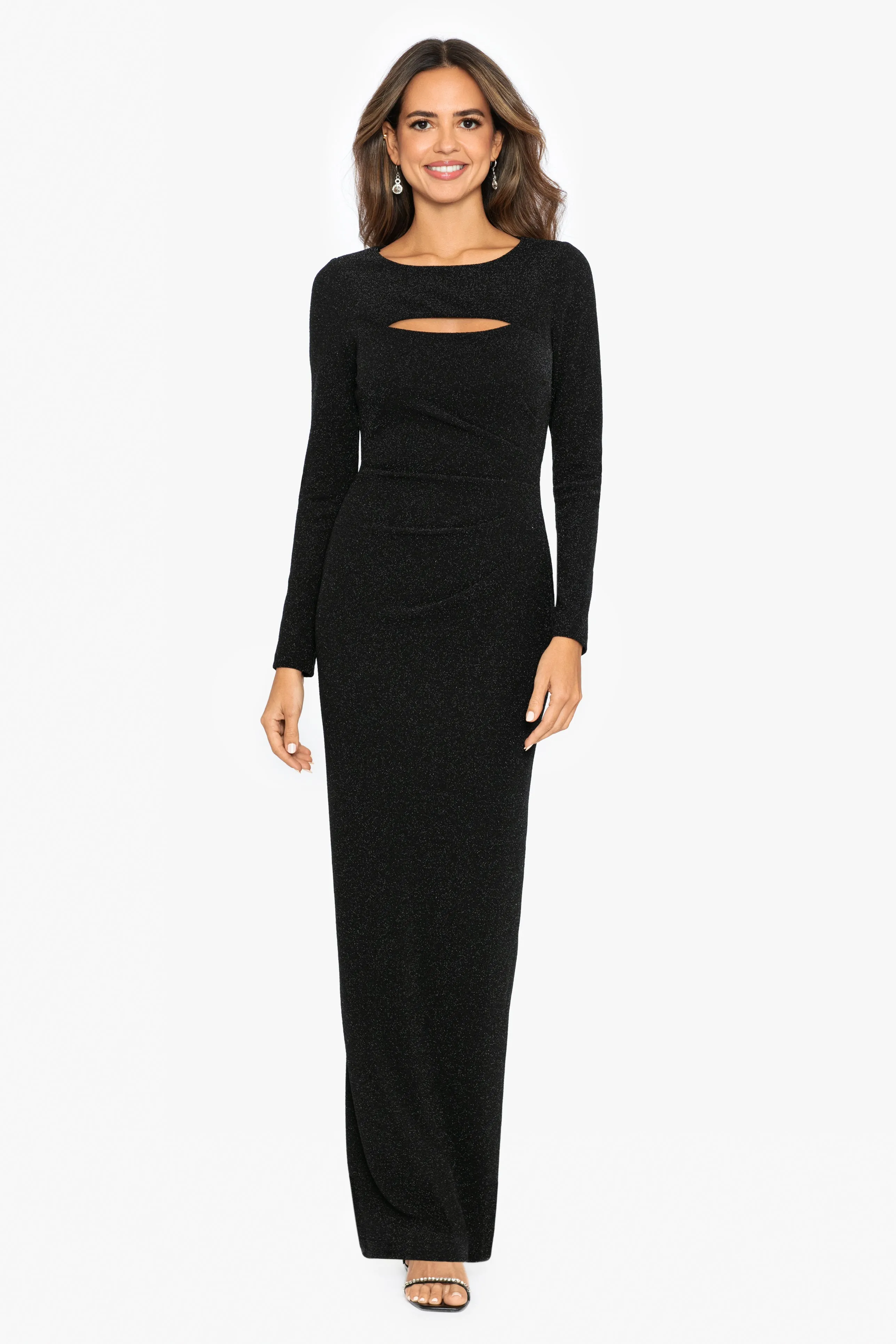 "Esmeralda" Long Sleeve Glitter Knit Long Dress sold by Xscape