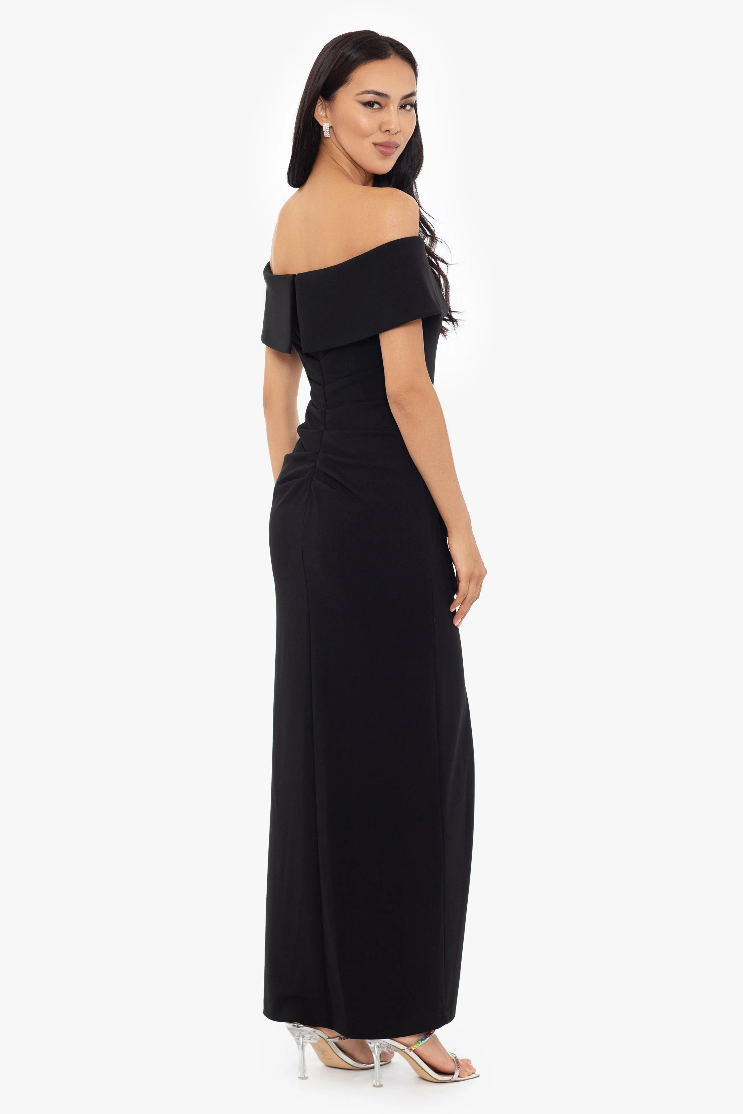 "Camila" Long Off the Shoulder Scuba Crepe Dress sold by Xscape product image thumbnail 5