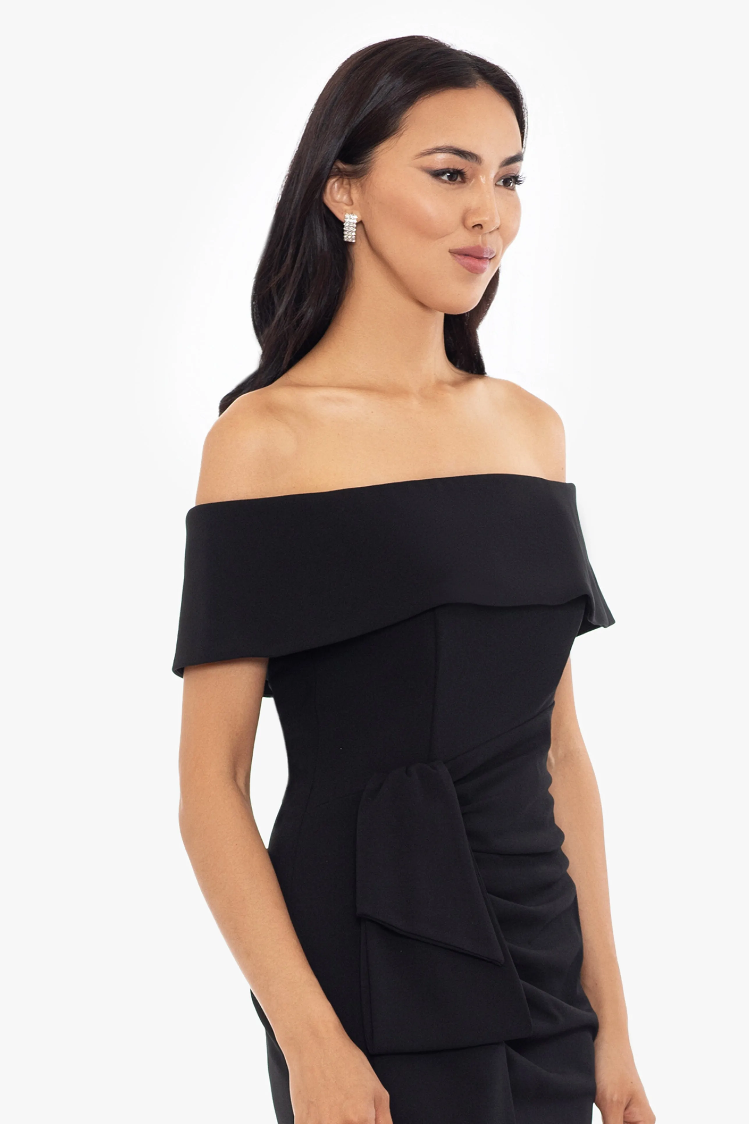 "Camila" Long Off the Shoulder Scuba Crepe Dress sold by Xscape product image thumbnail 4