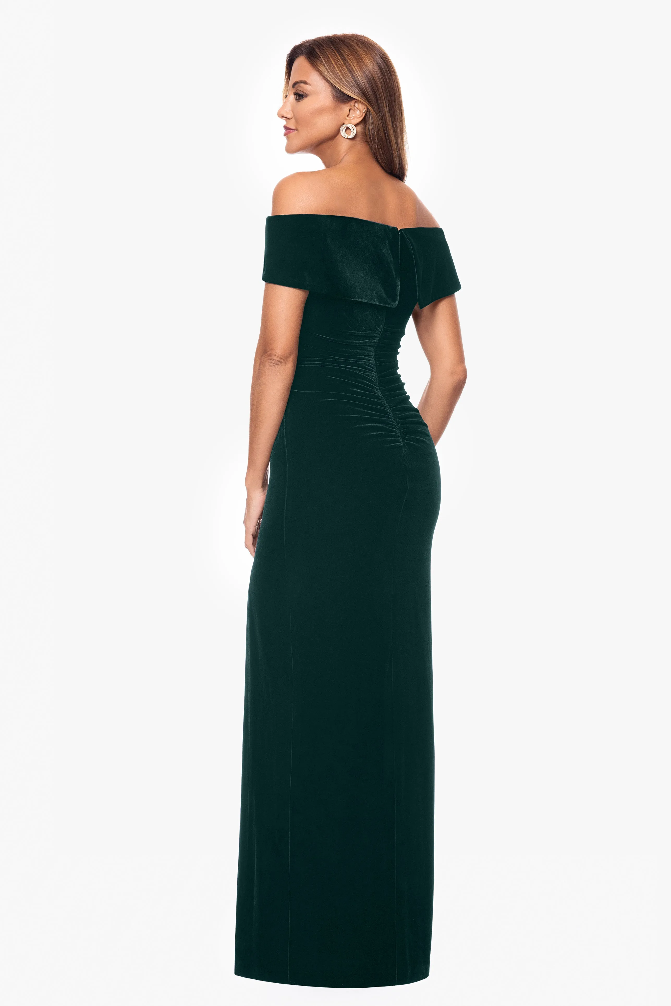 "Charmaine" Long Off the Shoulder Velvet Gown sold by Xscape product image thumbnail 2