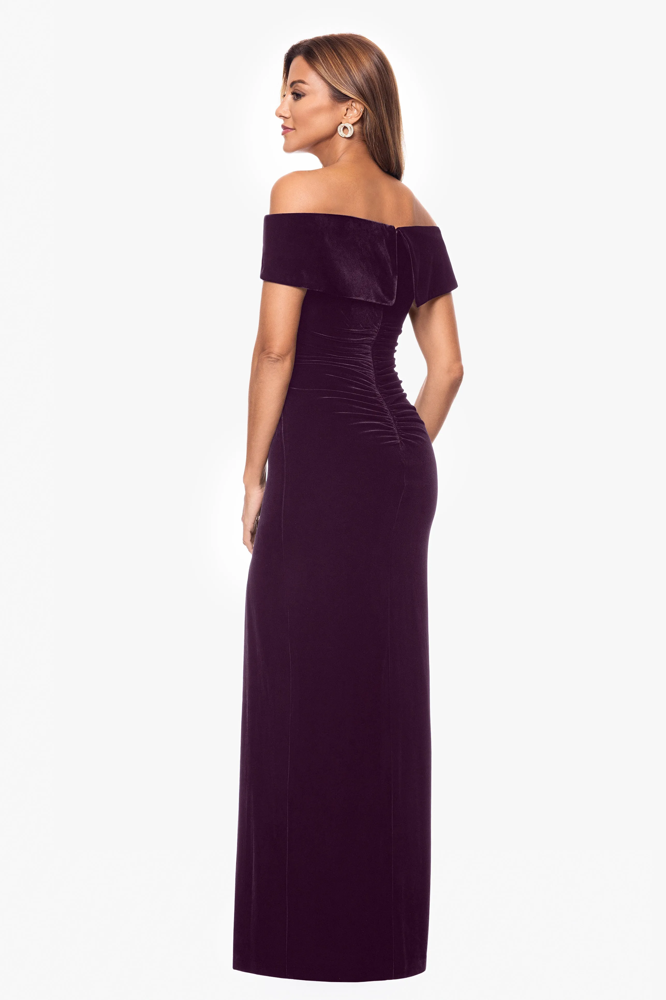 "Charmaine" Long Off the Shoulder Velvet Gown sold by Xscape product image thumbnail 3