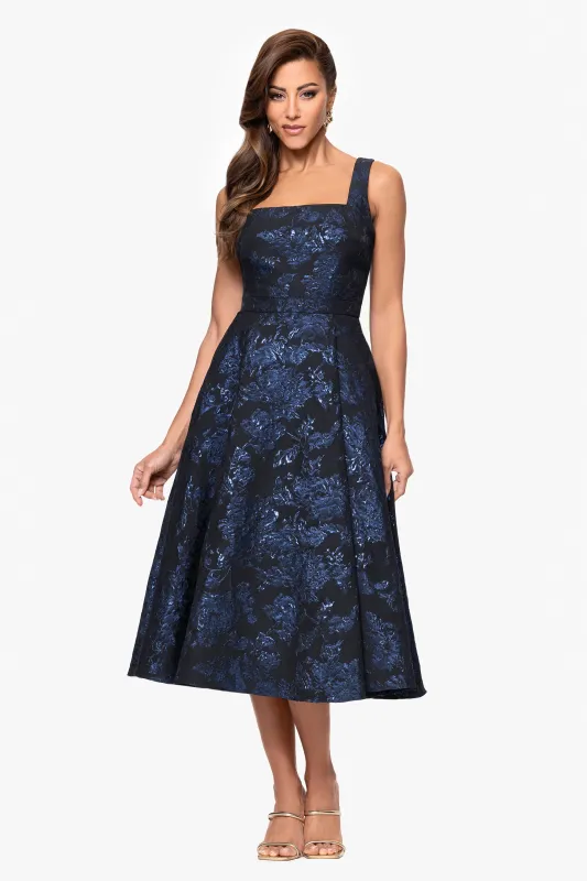 "Mikayla" Brocade Midi Square Neck Dress sold by Xscape