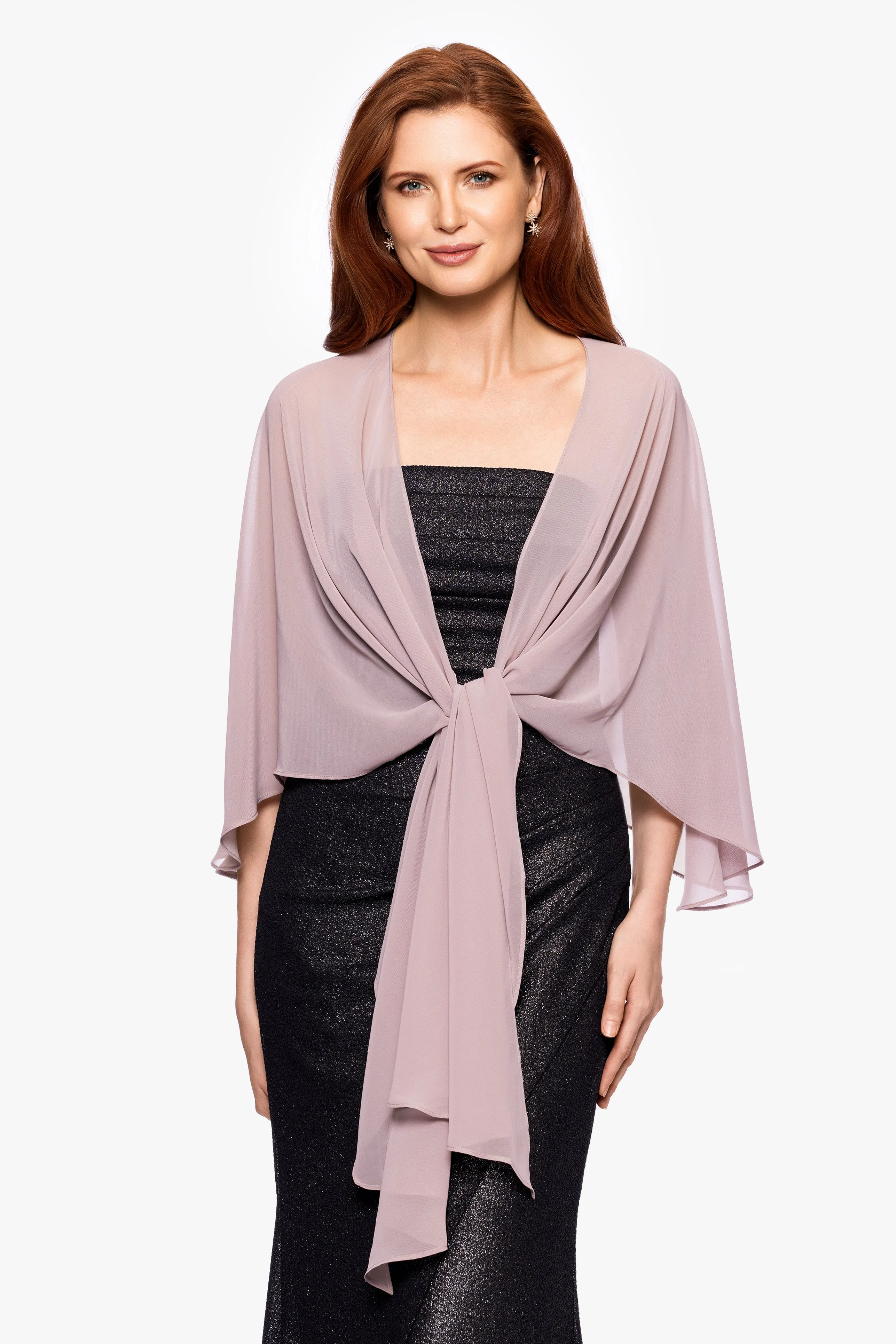 "Bernadette" Chiffon Shawl Wrap sold by Xscape product image thumbnail 4
