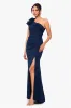Petite "Marcia" One Shoulder Flower Floor Length Scuba Dress sold by Xscape