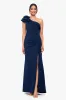 Petite "Marcia" One Shoulder Flower Floor Length Scuba Dress sold by Xscape