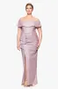 Plus "Tessa" Long Glitter Off the Shoulder Ruffle Dress sold by Xscape
