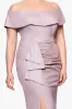 Plus "Tessa" Long Glitter Off the Shoulder Ruffle Dress sold by Xscape