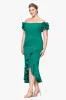 Plus "Loretta" Scuba Crepe Off the Shoulder Ruffle Sleeve Midi Dress sold by Xscape