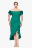 Plus "Loretta" Scuba Crepe Off the Shoulder Ruffle Sleeve Midi Dress sold by Xscape
