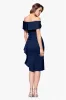 "Meryl" Techno Scuba Off the Shoulder Ruffle Knee Length Dress sold by Xscape