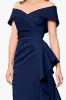 "Meryl" Techno Scuba Off the Shoulder Ruffle Knee Length Dress sold by Xscape