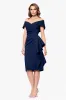 "Meryl" Techno Scuba Off the Shoulder Ruffle Knee Length Dress sold by Xscape