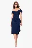 "Meryl" Techno Scuba Off the Shoulder Ruffle Knee Length Dress sold by Xscape