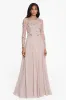 "Mason" Long Sleeve Beaded Chiffon Gown sold by Xscape