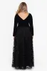 Plus "Aurora" V - Neck Long Sleeve Raised Flower Slit Dress sold by Xscape