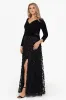 Plus "Aurora" V - Neck Long Sleeve Raised Flower Slit Dress sold by Xscape