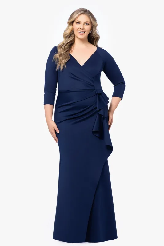 Plus "Lexi" Long Long Sleeve Scuba Ruched Side Dress sold by Xscape