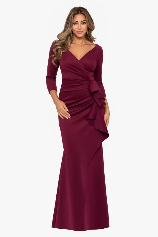 Petite "Lexi" Side-Slit Scuba V-Neck Party Dress sold by Xscape