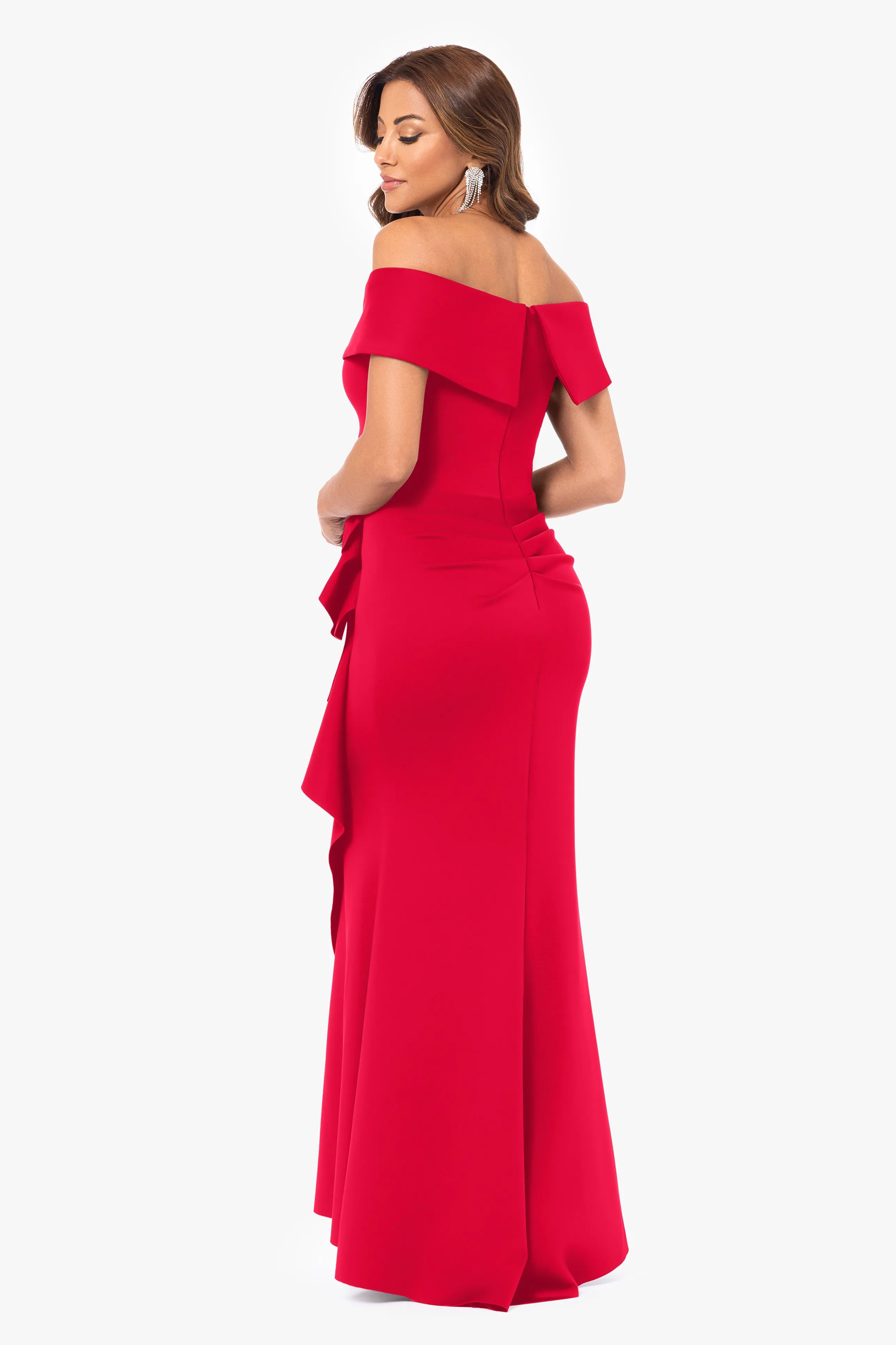 "Patti" Long Off the Shoulder Scuba Crepe Dress sold by Xscape product image thumbnail 2