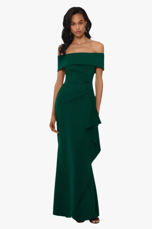 "Adriana" Long Scuba Crepe Off the Shoulder Dress sold by Xscape