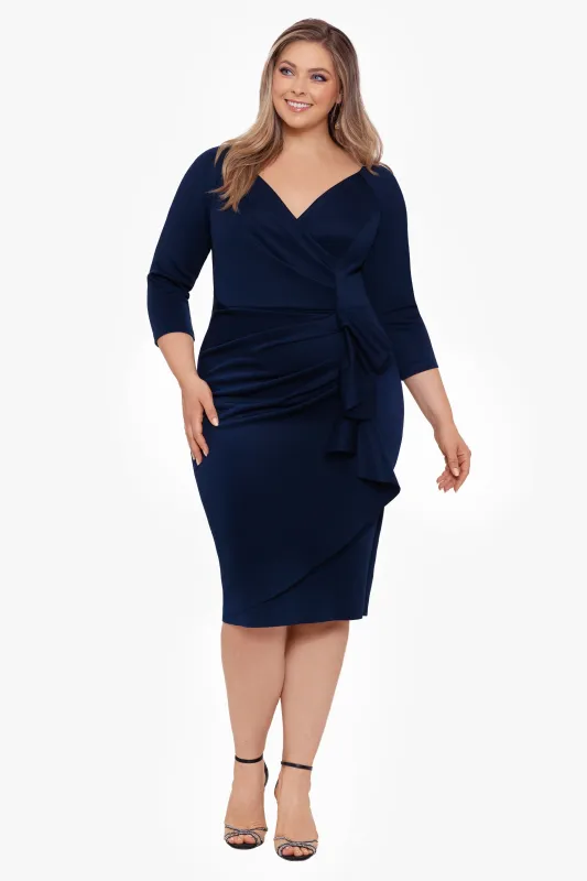 Plus "Allie" Short Scuba Crepe Ruffle Long Sleeve sold by Xscape